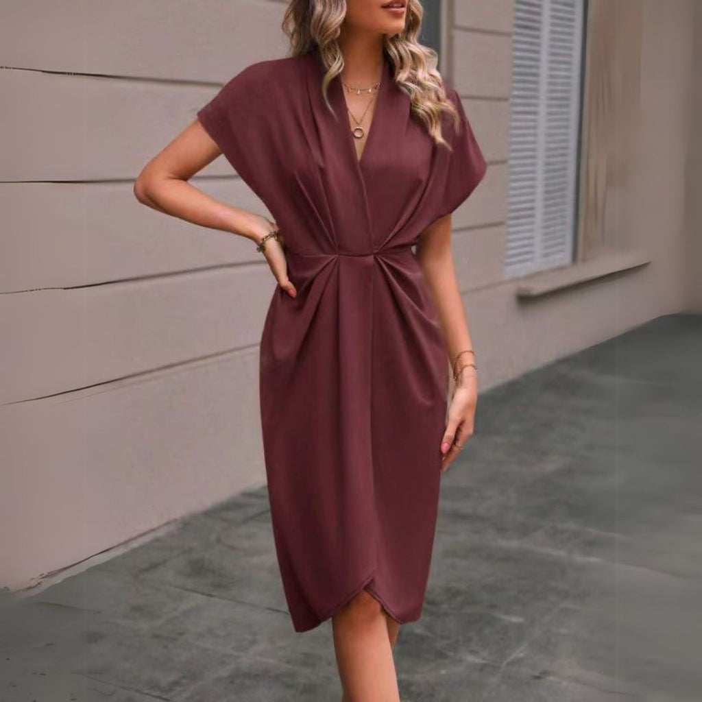 Chiara | Women's V-Neck Wrap Midi Dress