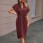 Chiara | Women's V-Neck Wrap Midi Dress