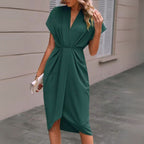 Chiara | Women's V-Neck Wrap Midi Dress