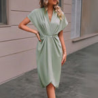 Chiara | Women's V-Neck Wrap Midi Dress