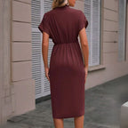 Chiara | Women's V-Neck Wrap Midi Dress