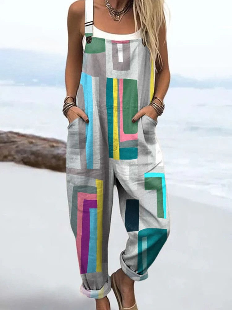 Ophelie | Women's Geometric Print Dungarees