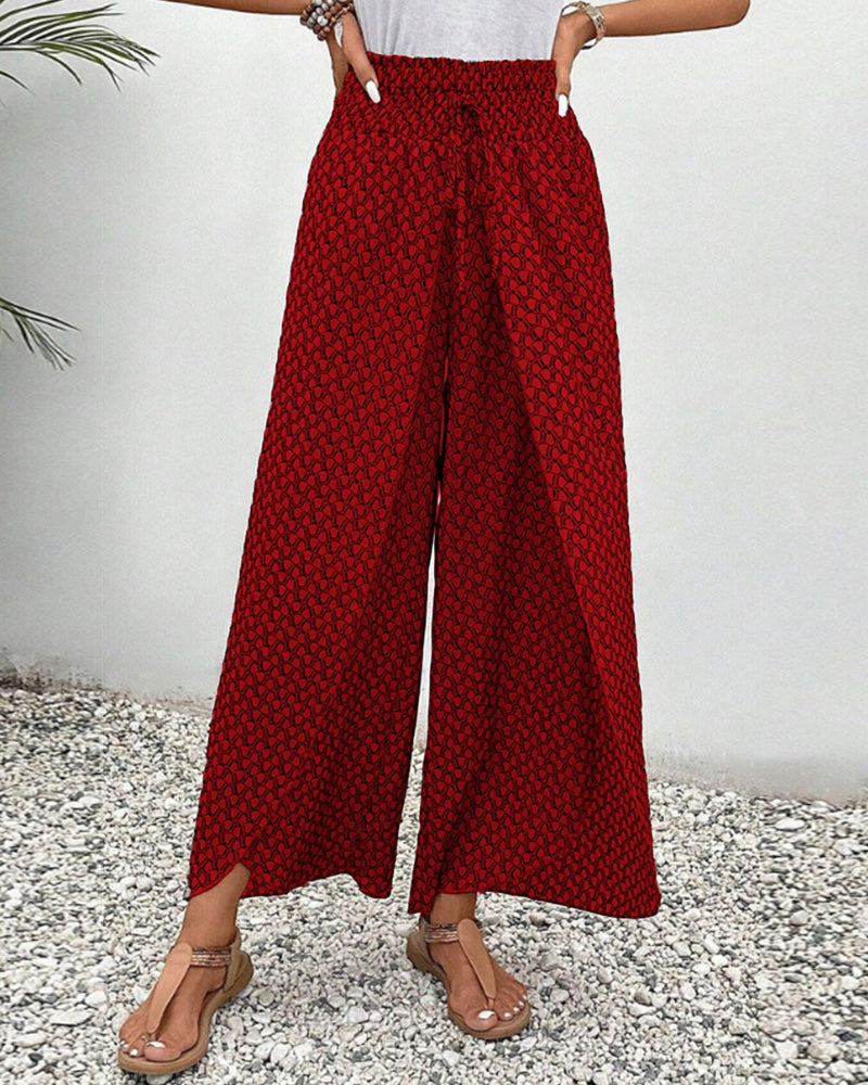 Amoret | Women's Printed Wide Leg Trousers