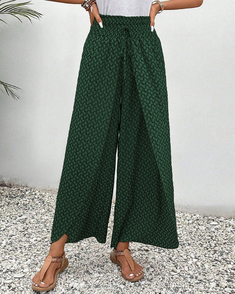 Amoret | Women's Printed Wide Leg Trousers