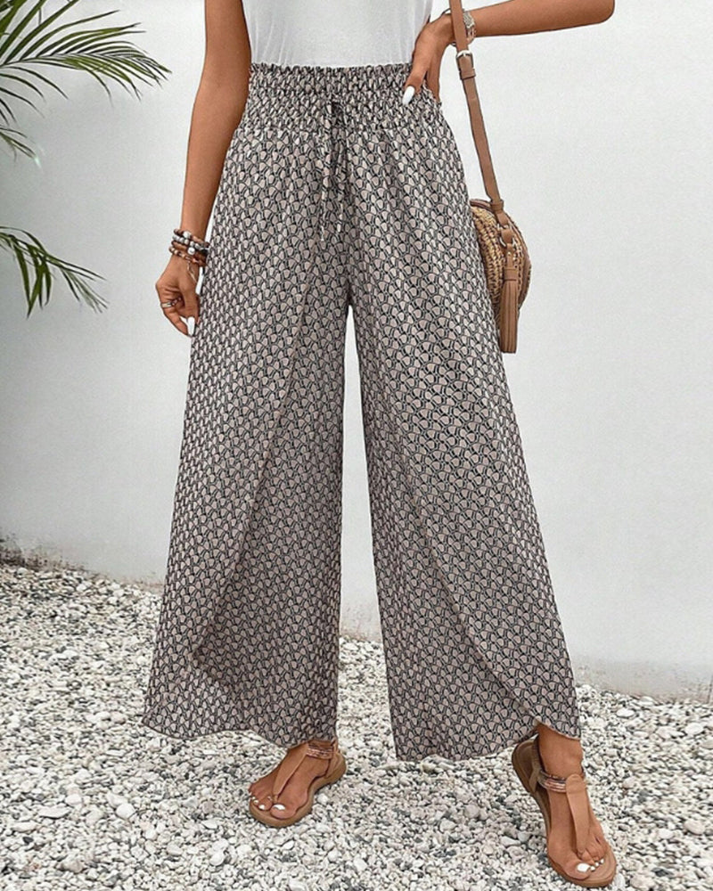 Amoret | Women's Printed Wide Leg Trousers