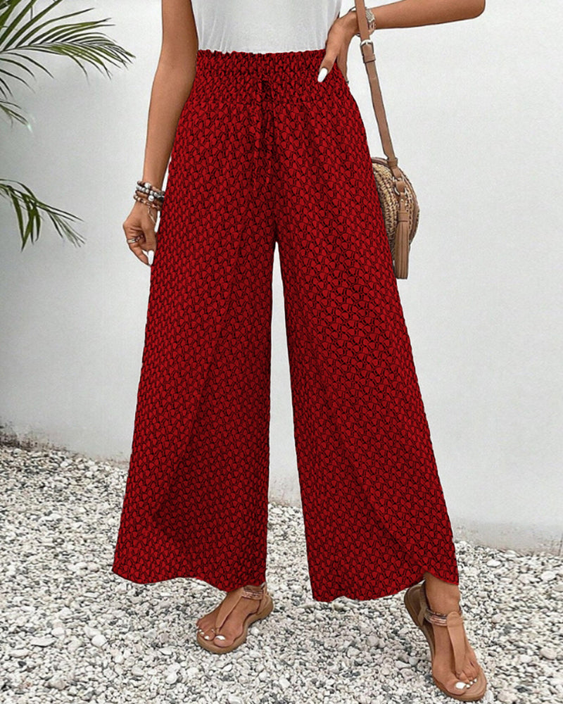 Amoret | Women's Printed Wide Leg Trousers