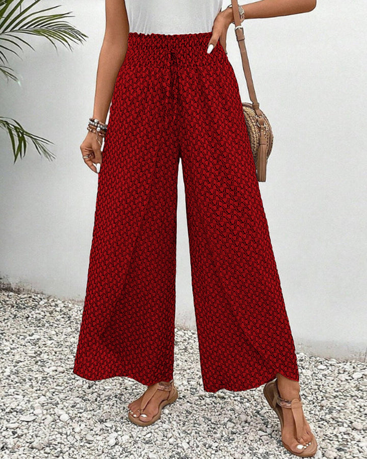 Amoret | Women's Printed Wide Leg Trousers