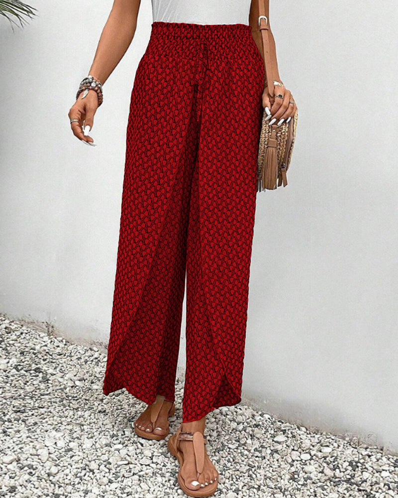 Amoret | Women's Printed Wide Leg Trousers