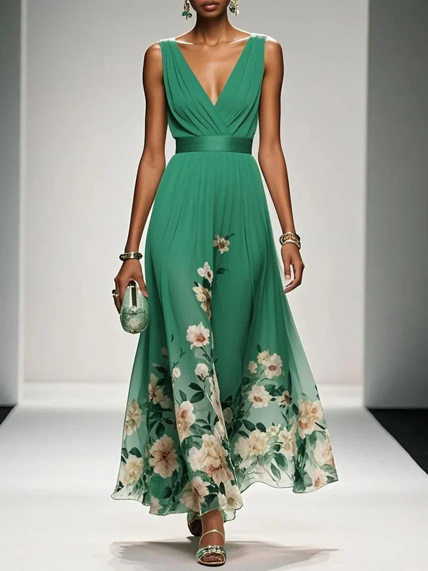 Raina | Women's Floral Chiffon Summer Maxi Dress