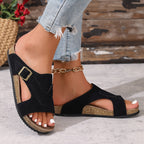 Callista | Women's Suede Slide Sandals with Buckle Detail