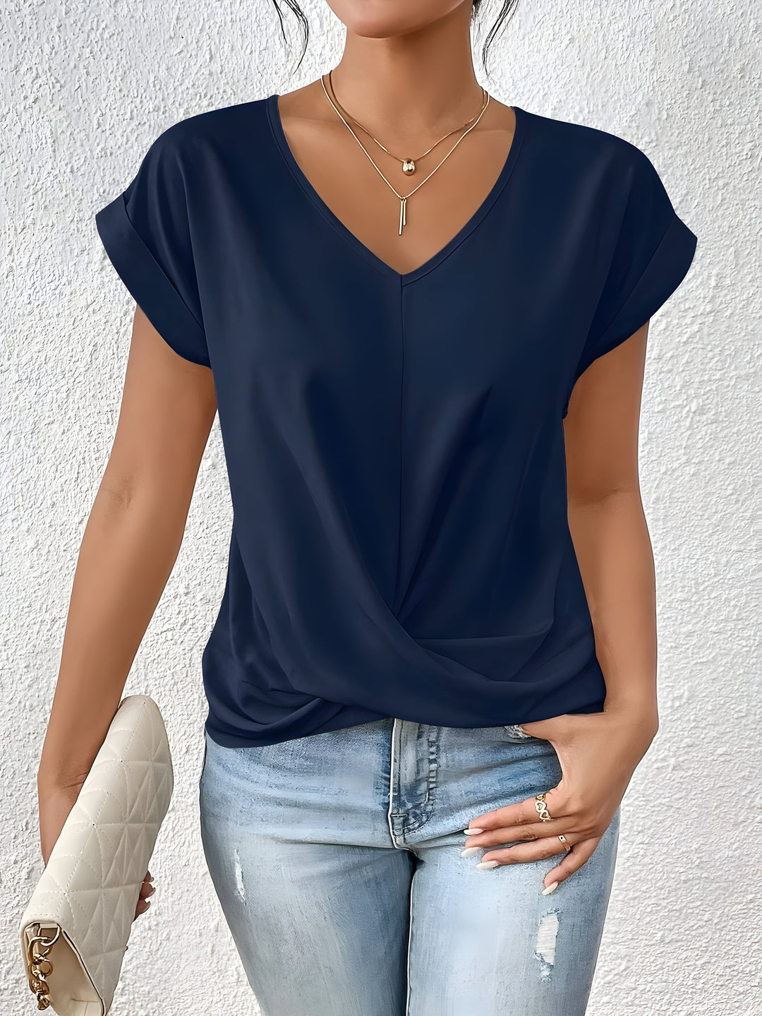 Grace & Jess | Twist Front V-Neck Top