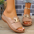 Mafalda | Women's Double Gold Buckle Slide Sandals