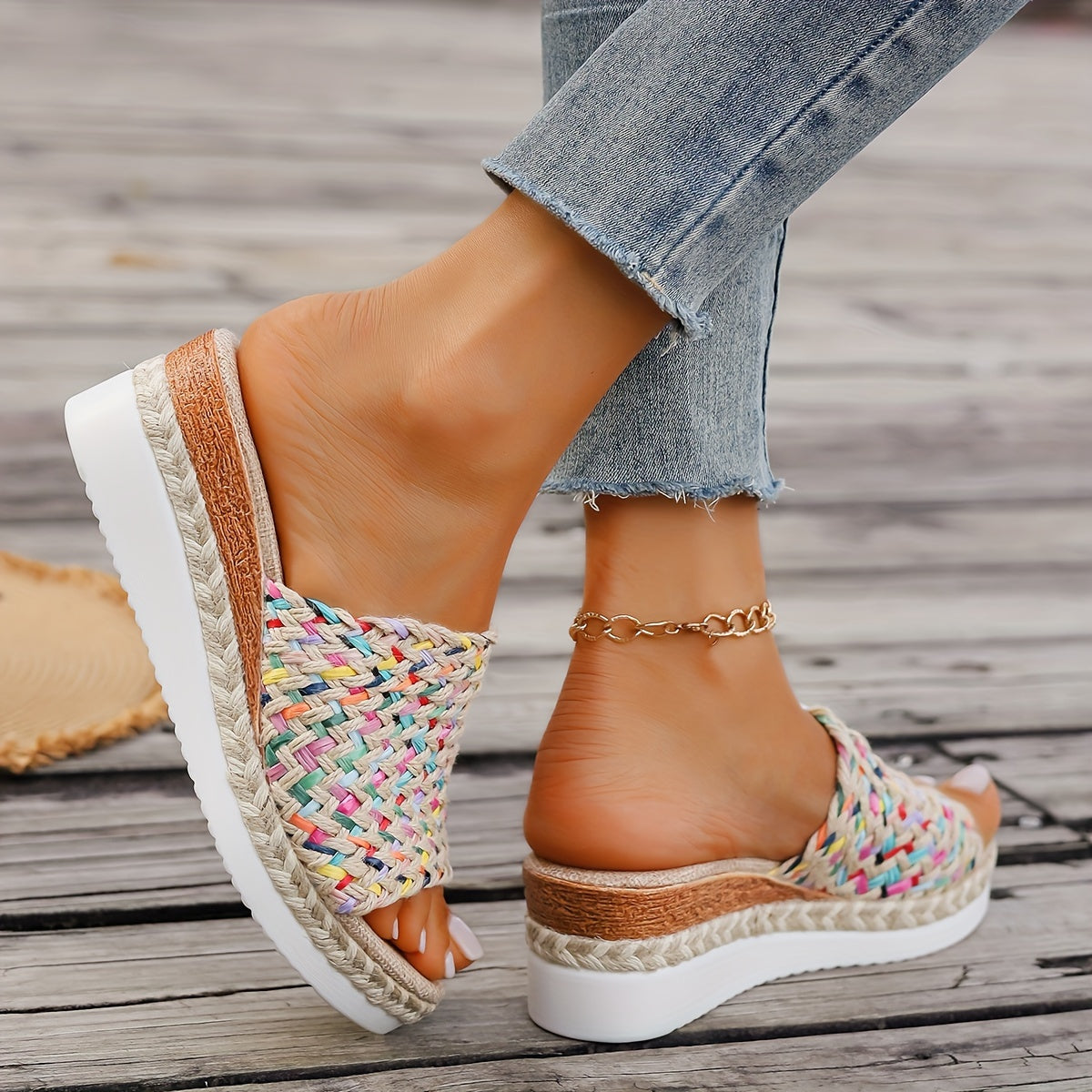 Calla | Women's Playful Charm Platform Sandals with Woven Strap