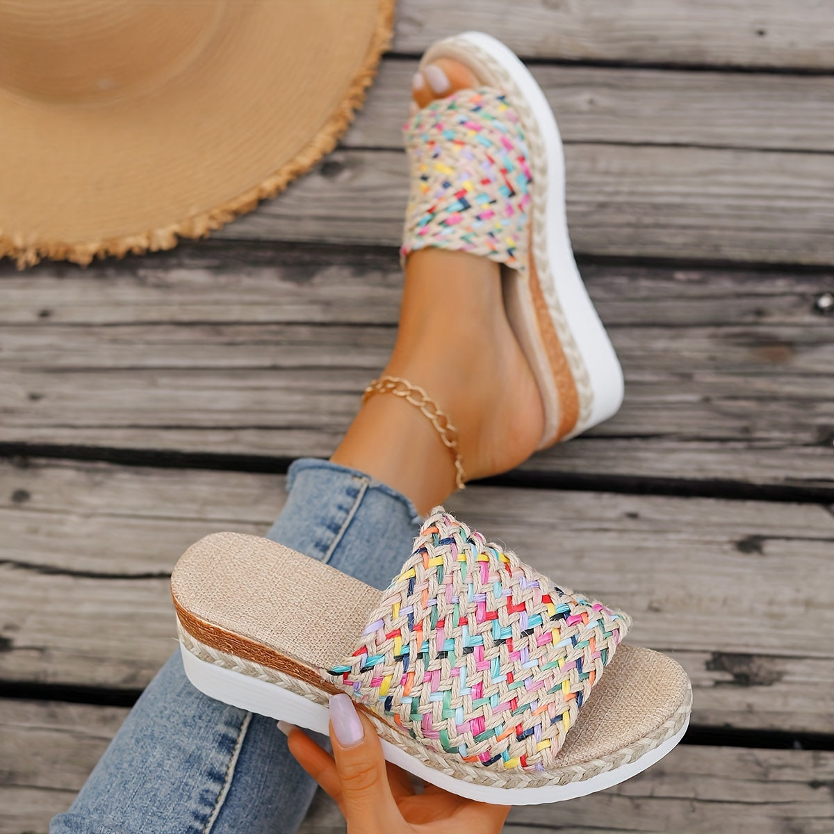 Calla | Women's Playful Charm Platform Sandals with Woven Strap