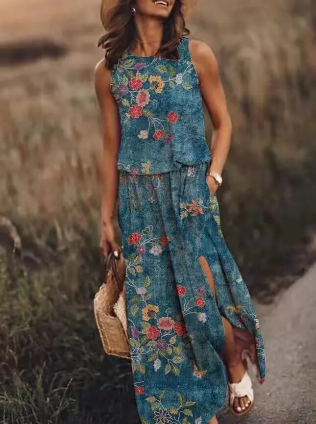 Ketzia | Women's Floral Sleeveless Maxi Sundress