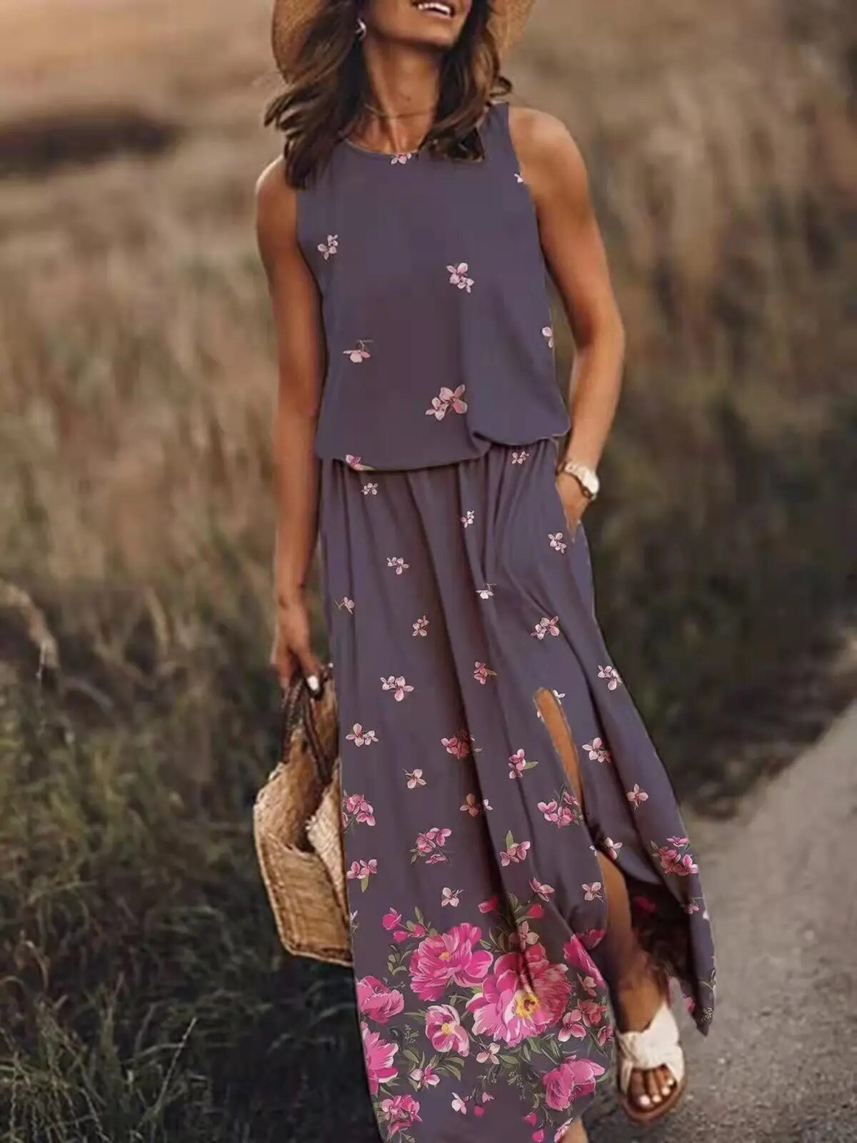 Ketzia | Women's Floral Sleeveless Maxi Sundress