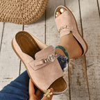 Nile | Women's Embellished Slip-On Flat Slide Sandals