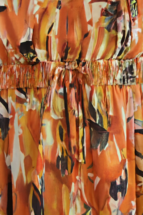 Ceinwen | Women's Tropical Print Spaghetti Strap Wrap Midi Sundress