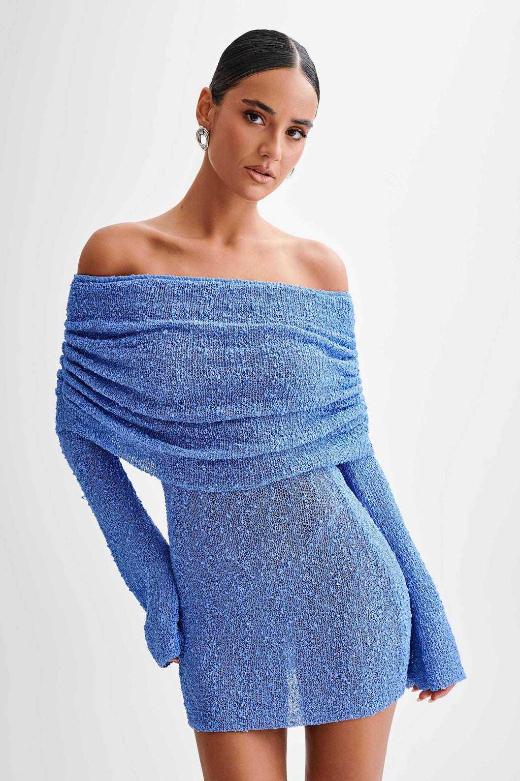 Celeste | Women's Off-The-Shoulder Knit Bodycon Mini Dress