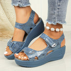 Egidia | Women's Double Velcro Strap Wedge Sandals