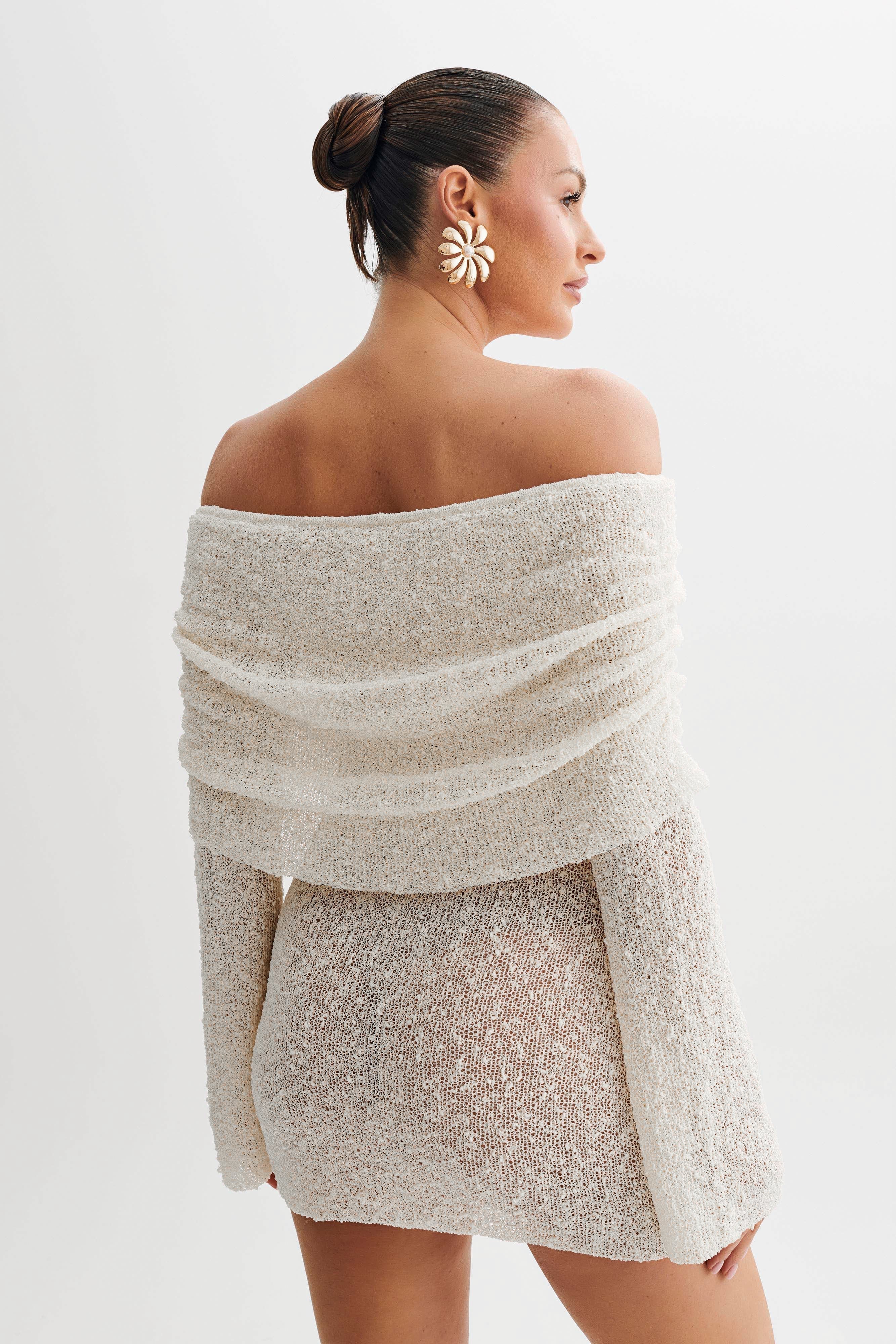 Celine | Women's Off-The-Shoulder Knit Bodycon Mini Dress