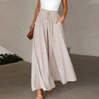 Zinzi | Women's High Waist Wide Leg Linen Trousers