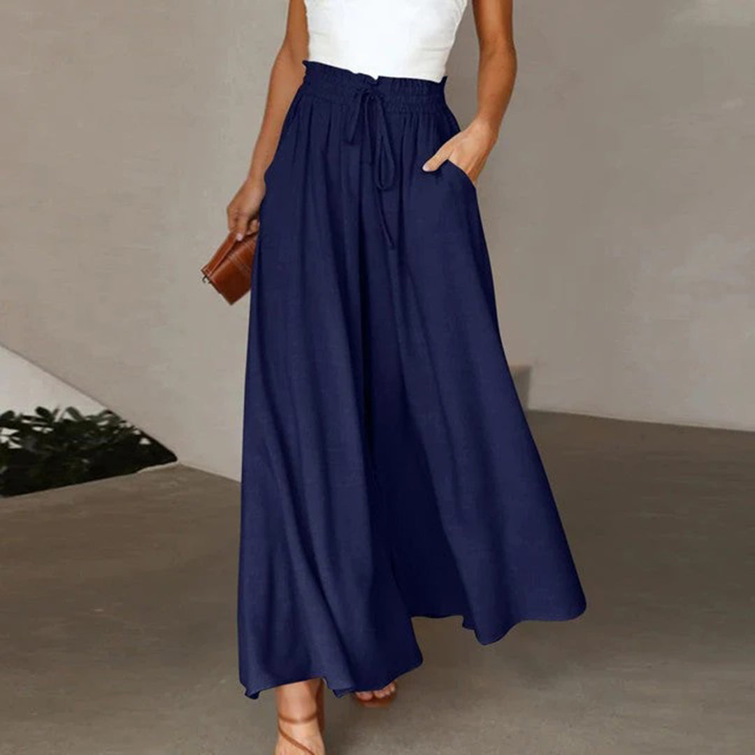 Zinzi | Women's High Waist Wide Leg Linen Trousers