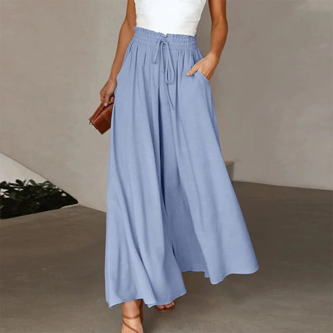 Zinzi | Women's High Waist Wide Leg Linen Trousers