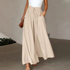 Zinzi | Women's High Waist Wide Leg Linen Trousers