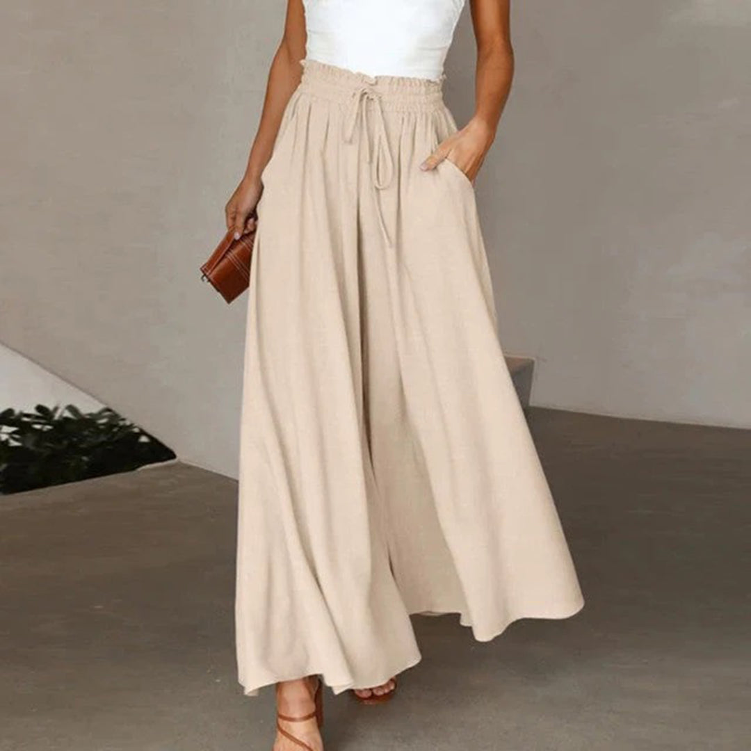 Zinzi | Women's High Waist Wide Leg Linen Trousers