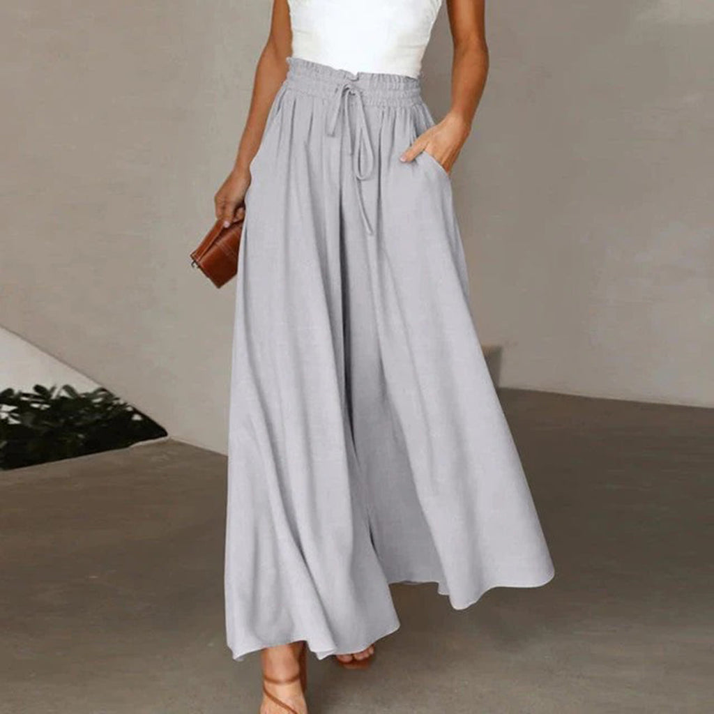 Zinzi | Women's High Waist Wide Leg Linen Trousers