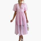 Laetitia | Women's Puff Sleeve Broderie A-Line Midi Dress