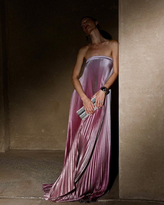 Erminia | Women's Pleated Strapless Maxi Prom Dress