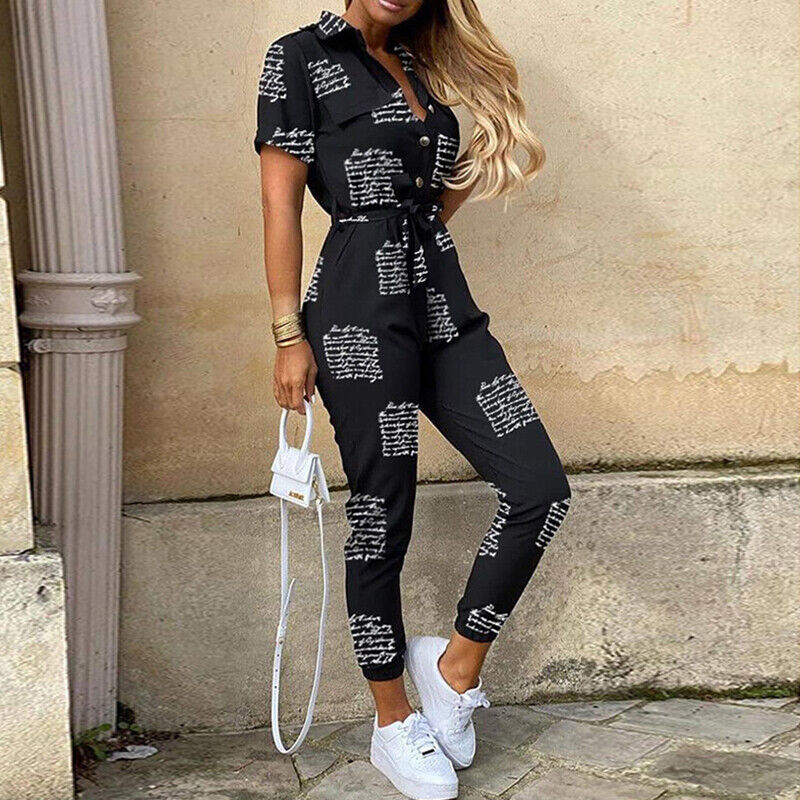 Heilwig | Women's Striped Belted Short Sleeve Jumpsuit