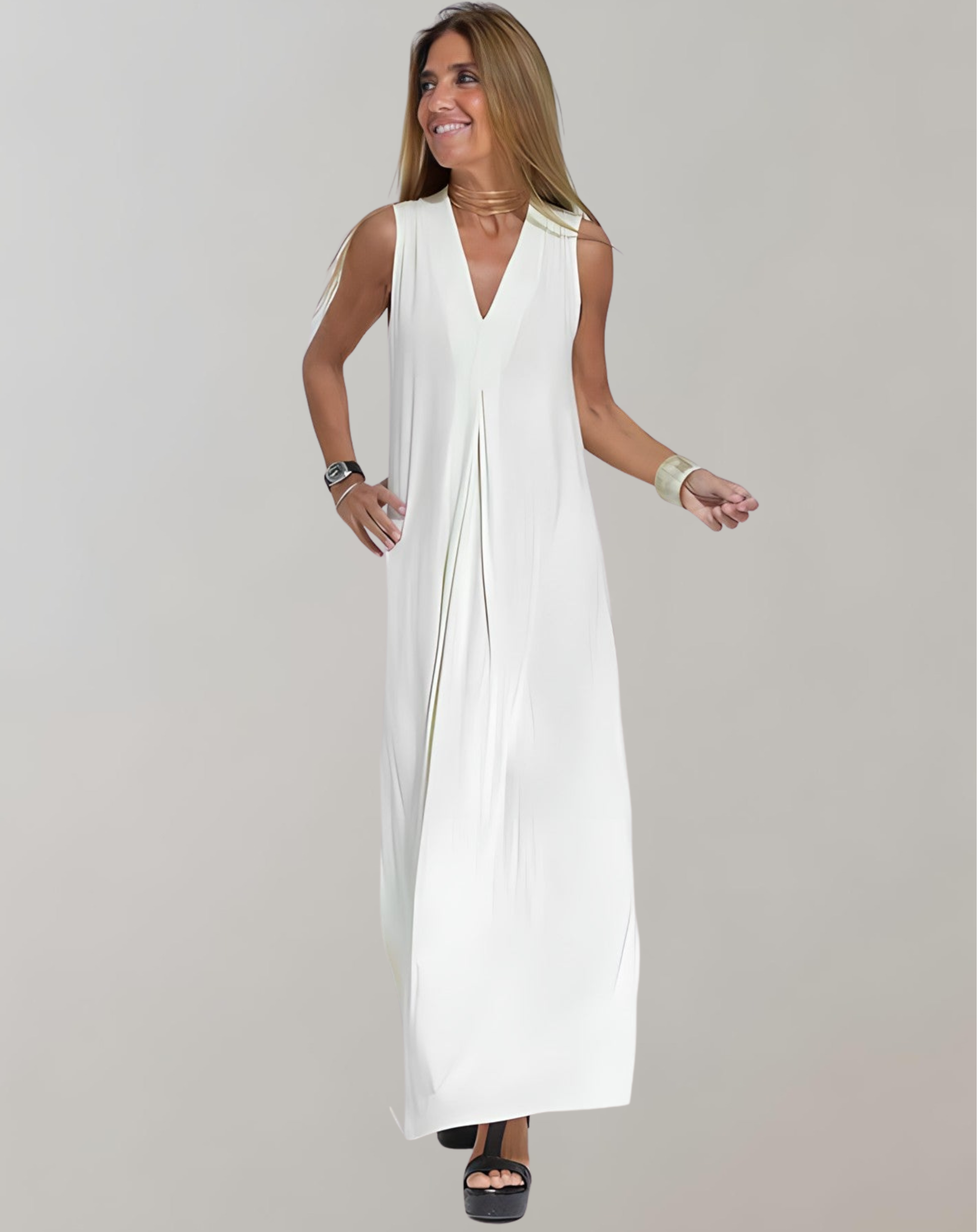 Halvar | Women's Sleeveless V-Neck Maxi Dress