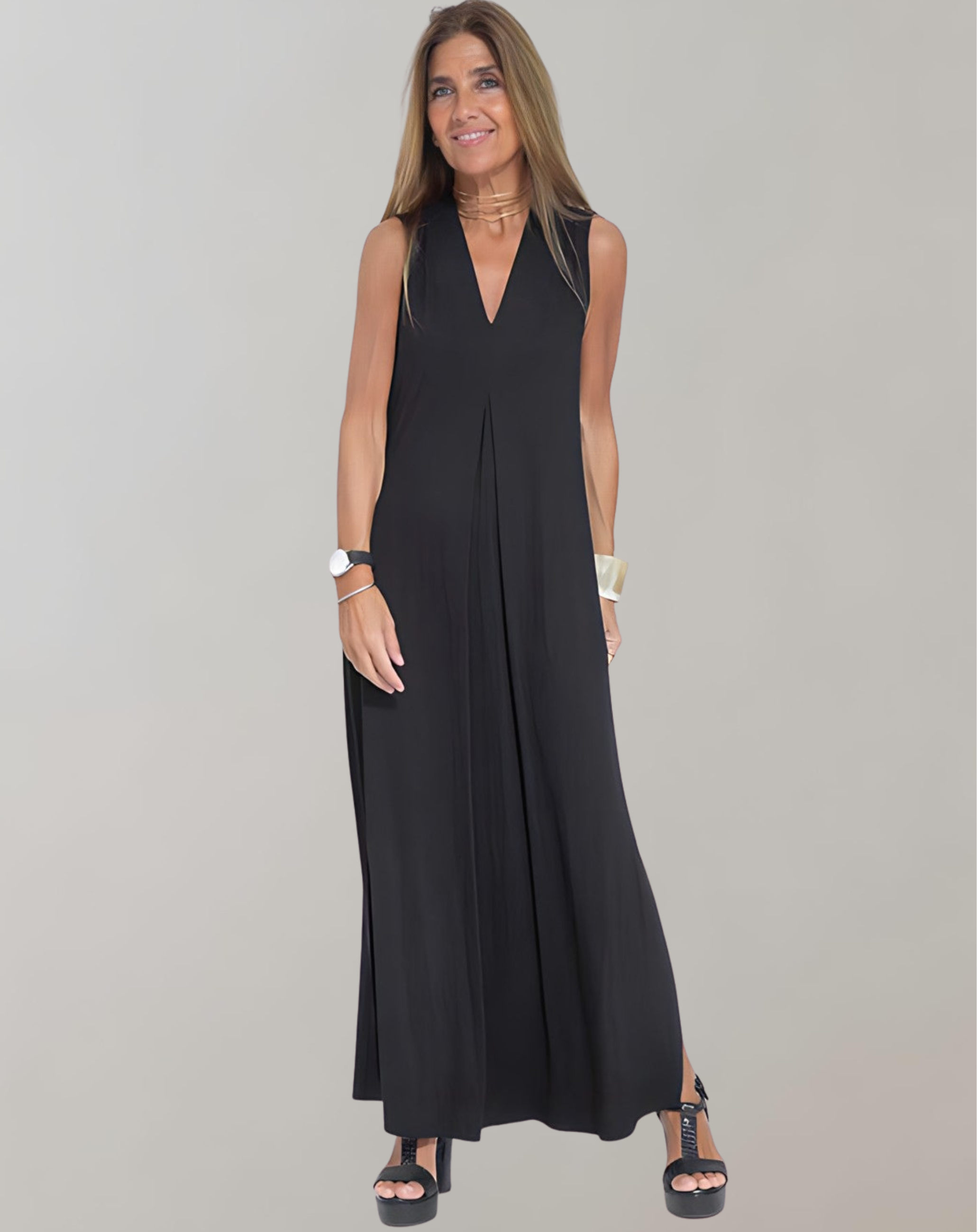 Halvar | Women's Sleeveless V-Neck Maxi Dress