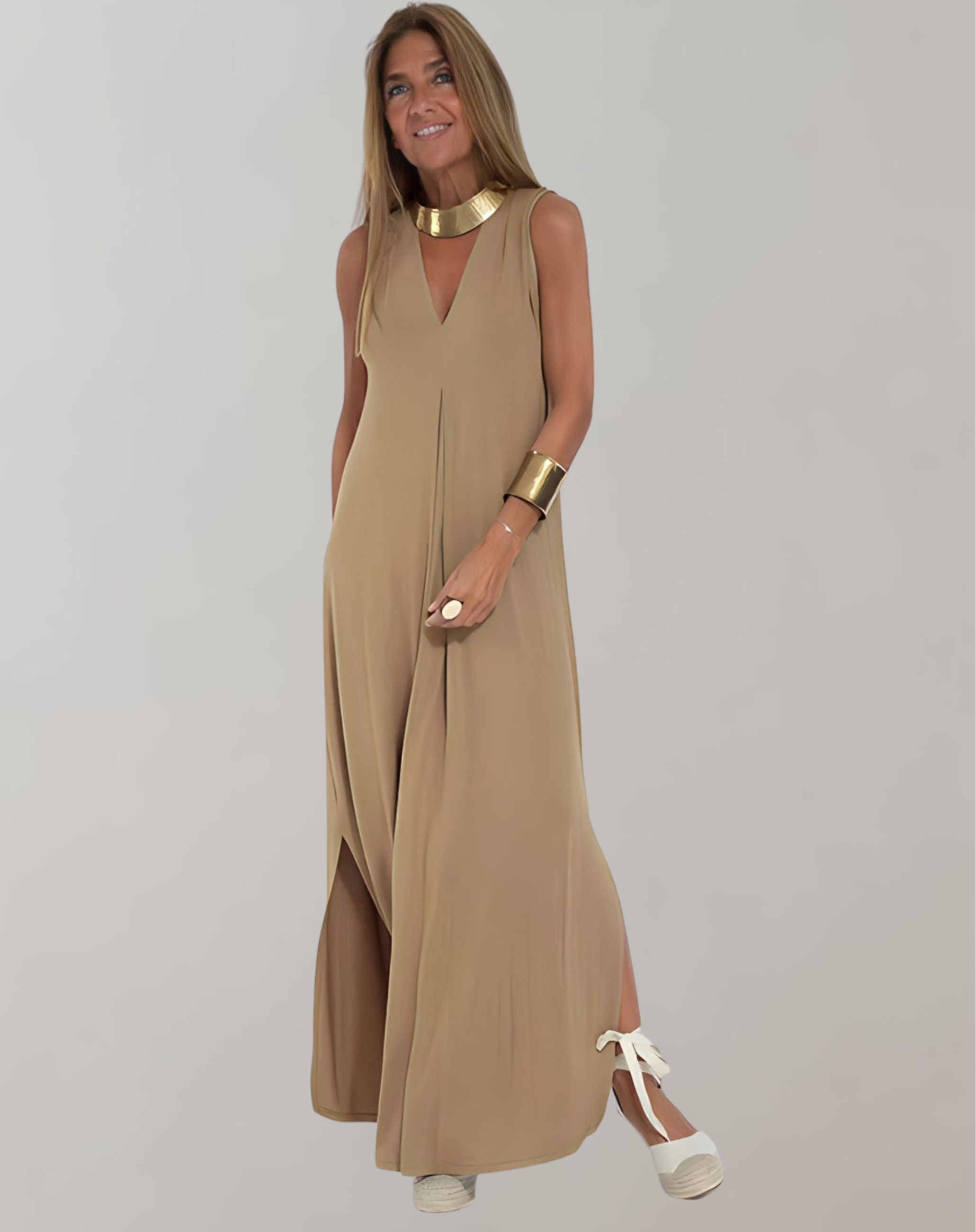 Halvar | Women's Sleeveless V-Neck Maxi Dress