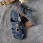 Colm | Women's Perforated Medallion Block Heel Mules