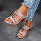 Colm | Women's Perforated Medallion Block Heel Mules