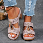 Colm | Women's Perforated Medallion Block Heel Mules