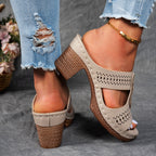 Colm | Women's Perforated Medallion Block Heel Mules