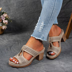 Colm | Women's Perforated Medallion Block Heel Mules