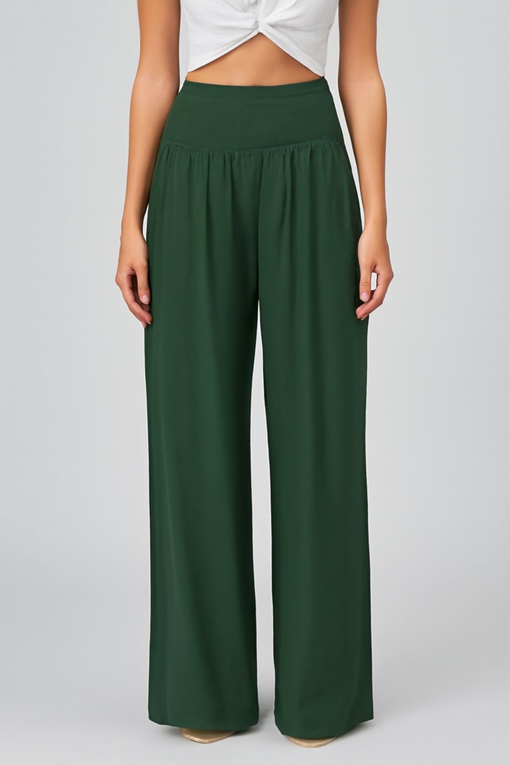 Corvin | Women's Smocked Waist Wide Leg Trousers