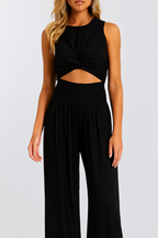 Corvin | Women's Smocked Waist Wide Leg Trousers