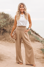 Corvin | Women's Smocked Waist Wide Leg Trousers