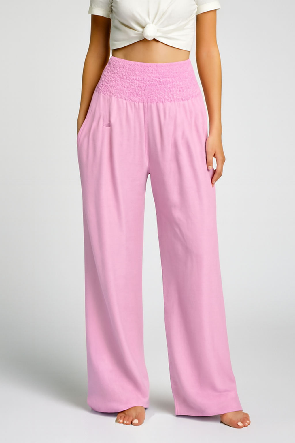 Corvin | Women's Smocked Waist Wide Leg Trousers