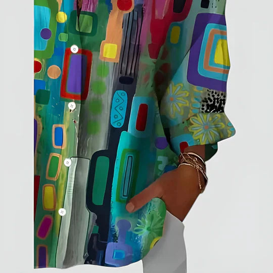 Rowena | Women's Bold Print Button-Down Summer Shirt