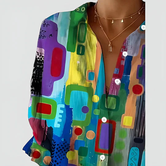 Rowena | Women's Bold Print Button-Down Summer Shirt
