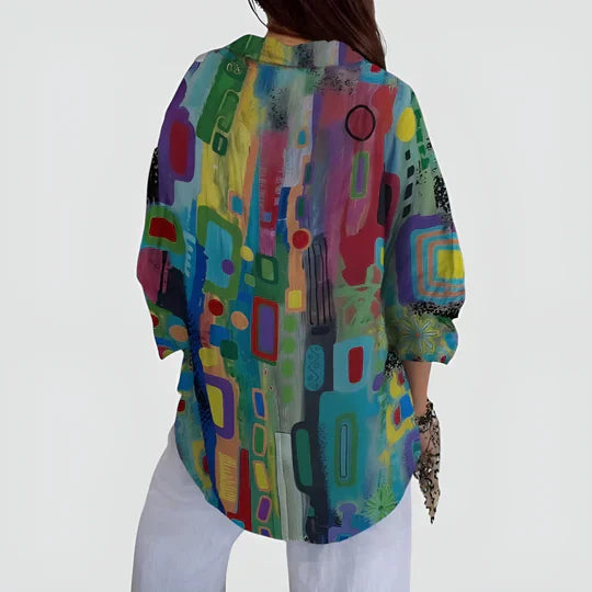 Rowena | Women's Bold Print Button-Down Summer Shirt