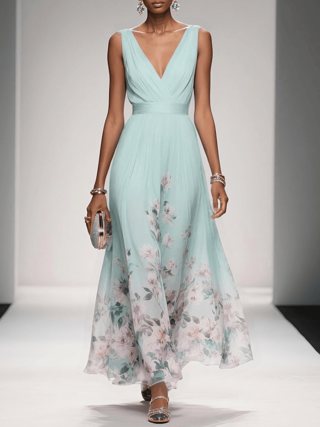 Raina | Women's Floral Chiffon Summer Maxi Dress